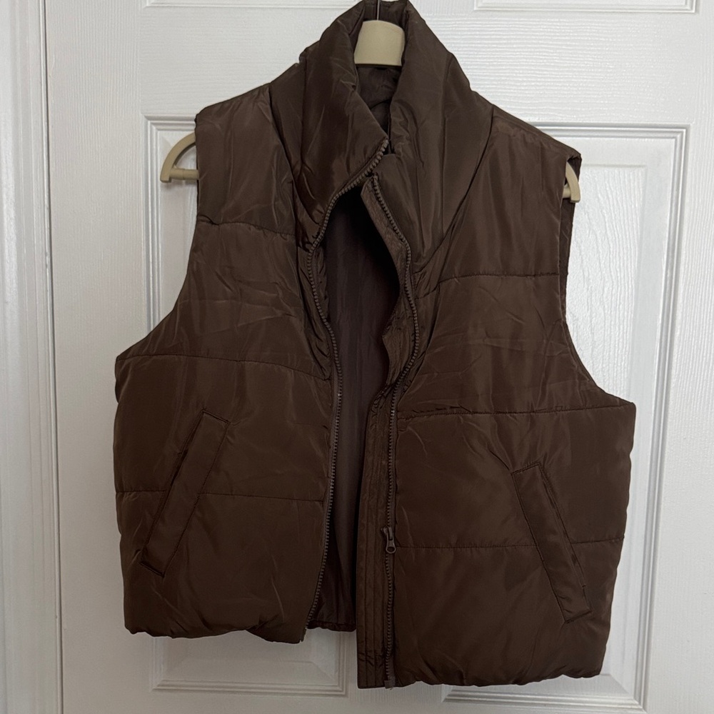 Brown Puffer Vest Jacket